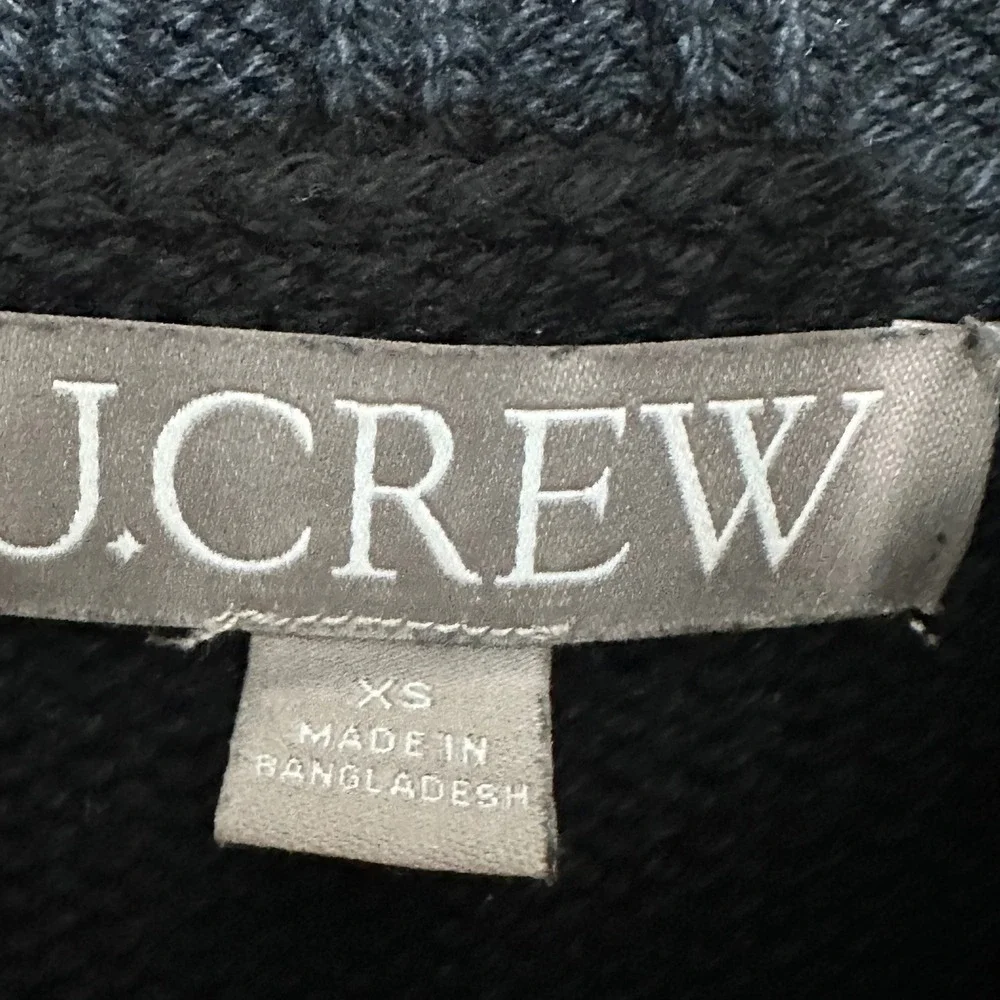 J. Crew Cotton Mock Neck Ribbed Sweater Womens XS Black Pullover Academia Preppy